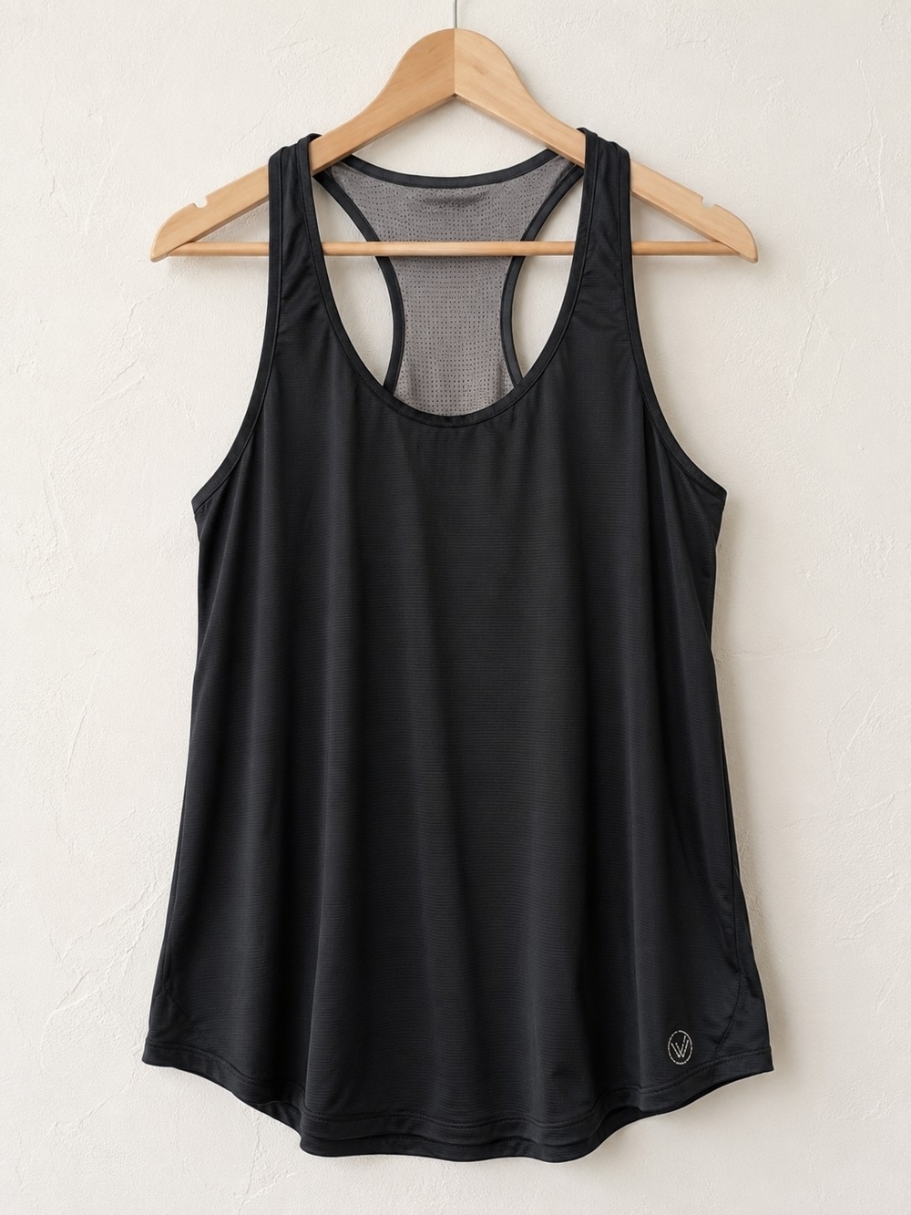 Savvi Black Mesh Racerback Workout Tank Performance Activewear